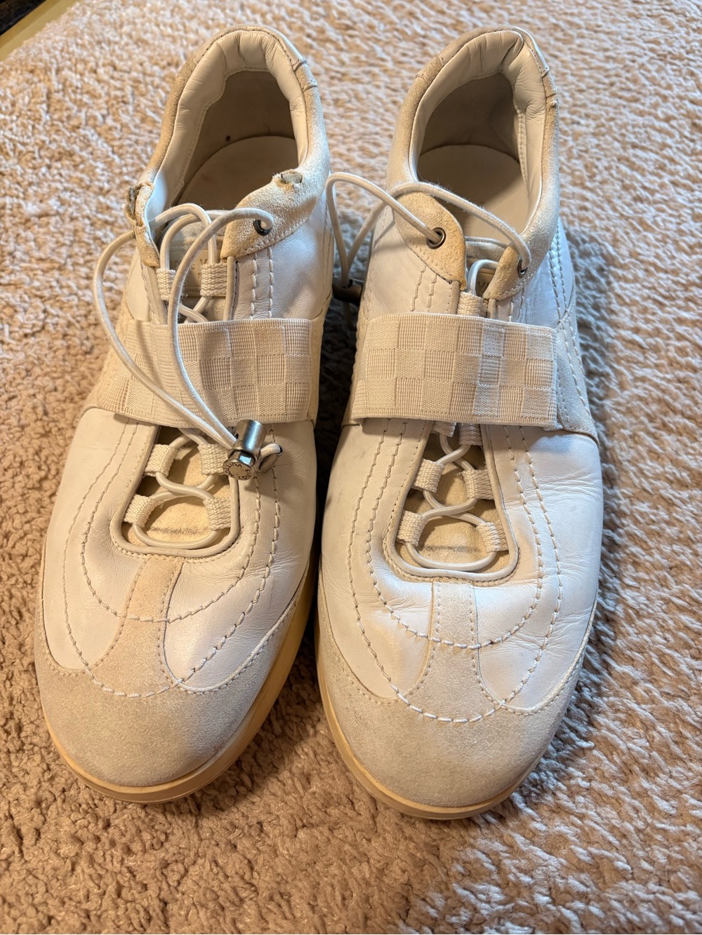 Louis Vuitton Men's Ivory Lace-Up & Strap Sneakers( inspect pictures carefully)